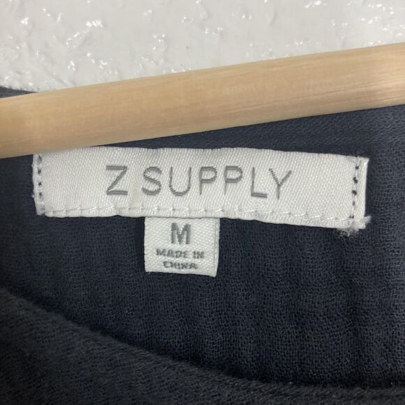 Z SUPPLY Jumpsuit Womens Medium Black Crinkle Gauze Elastic Waist ZP222233S - Picture 15 of 16